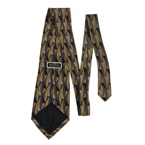 Britches of Georgetown Mens Geometric Silk Tie Tan Gray Burgundy Vintage